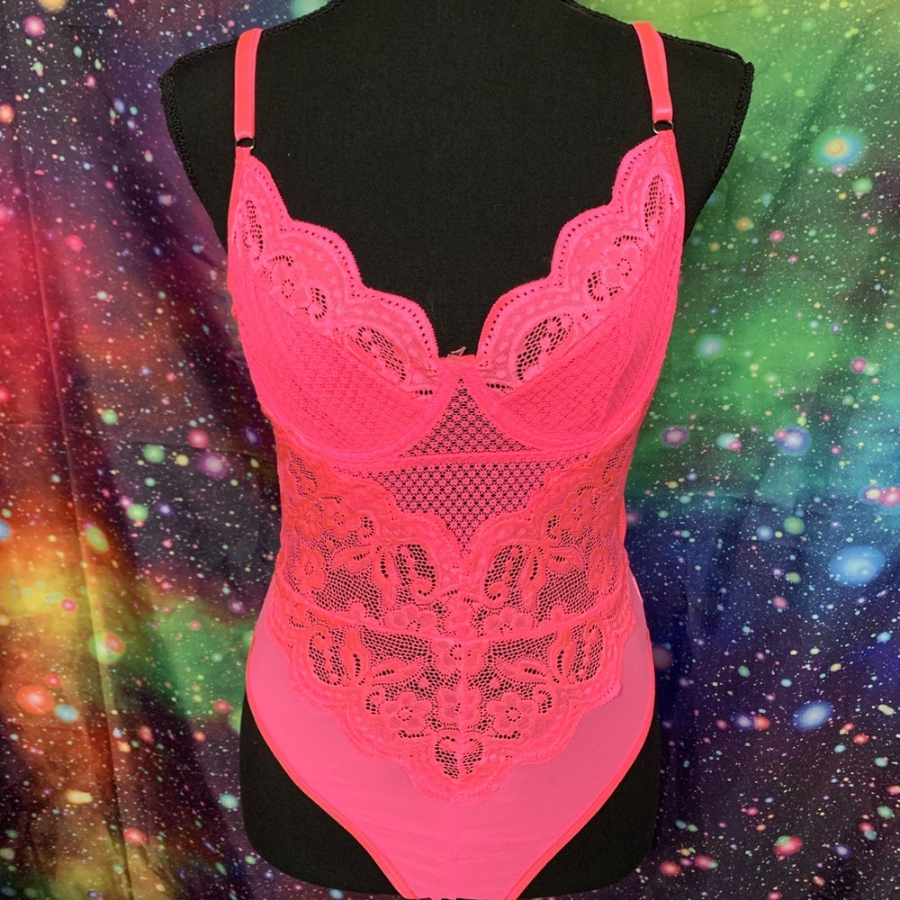 Hot Pink Lace Bodysuit